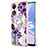 Funda Silicona Gel Goma Patron de Moda Carcasa con Anillo de dedo Soporte YB3 para Oppo A78 5G Morado