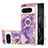 Funda Silicona Gel Goma Patron de Moda Carcasa con Anillo de dedo Soporte YB5 para Google Pixel 8 Pro 5G Morado