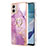 Funda Silicona Gel Goma Patron de Moda Carcasa con Anillo de dedo Soporte YB5 para Motorola Moto G53y 5G Purpura Claro