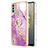 Funda Silicona Gel Goma Patron de Moda Carcasa con Anillo de dedo Soporte YB5 para Nokia C31 Purpura Claro