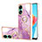 Funda Silicona Gel Goma Patron de Moda Carcasa con Anillo de dedo Soporte YB5 para Oppo A78 4G Purpura Claro