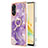 Funda Silicona Gel Goma Patron de Moda Carcasa con Anillo de dedo Soporte YB5 para Oppo Reno8 T 4G Morado