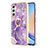 Funda Silicona Gel Goma Patron de Moda Carcasa con Anillo de dedo Soporte YB5 para Samsung Galaxy A24 4G Morado