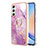 Funda Silicona Gel Goma Patron de Moda Carcasa con Anillo de dedo Soporte YB5 para Samsung Galaxy A24 4G Purpura Claro