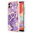 Funda Silicona Gel Goma Patron de Moda Carcasa con Anillo de dedo Soporte YB5 para Samsung Galaxy F04 Morado