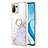 Funda Silicona Gel Goma Patron de Moda Carcasa con Anillo de dedo Soporte YB5 para Xiaomi Mi 11 Lite 5G Blanco