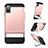 Funda Silicona Goma con Soporte para Apple iPhone X Oro Rosa