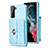 Funda Silicona Goma de Cuero Carcasa BF3 para Samsung Galaxy S21 FE 5G Azul Cielo