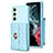 Funda Silicona Goma de Cuero Carcasa BF3 para Samsung Galaxy S22 5G Azul Claro