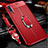 Funda Silicona Goma de Cuero Carcasa con Magnetico Anillo de dedo Soporte para Samsung Galaxy A70S Rojo