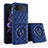 Funda Silicona Goma de Cuero Carcasa con Magnetico Anillo de dedo Soporte para Samsung Galaxy Z Flip3 5G Azul