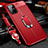 Funda Silicona Goma de Cuero Carcasa con Magnetico Anillo de dedo Soporte S01 para OnePlus 8T 5G Rojo