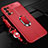 Funda Silicona Goma de Cuero Carcasa con Magnetico Anillo de dedo Soporte S02 para Oppo Find X3 Lite 5G Rojo