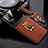 Funda Silicona Goma de Cuero Carcasa con Magnetico Anillo de dedo Soporte S03 para Apple iPhone 13 Pro Max Marron