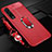 Funda Silicona Goma de Cuero Carcasa con Magnetico Anillo de dedo Soporte S05 para Oppo Find X2 Pro Rojo