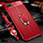 Funda Silicona Goma de Cuero Carcasa con Magnetico Anillo de dedo Soporte T01 para Oppo R15X Rojo