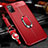 Funda Silicona Goma de Cuero Carcasa con Magnetico Anillo de dedo Soporte T02 para Huawei Honor V30 5G Rojo