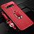 Funda Silicona Goma de Cuero Carcasa con Magnetico Anillo de dedo Soporte T02 para Samsung Galaxy S10 Rojo