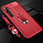 Funda Silicona Goma de Cuero Carcasa con Magnetico Anillo de dedo Soporte T02 para Xiaomi Mi Note 10 Pro Rojo