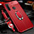 Funda Silicona Goma de Cuero Carcasa con Magnetico Anillo de dedo Soporte T02 para Xiaomi Redmi Note 8T Rojo