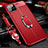 Funda Silicona Goma de Cuero Carcasa con Magnetico Anillo de dedo Soporte T03 para Apple iPhone 11 Pro Rojo