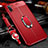 Funda Silicona Goma de Cuero Carcasa con Magnetico Anillo de dedo Soporte T03 para Samsung Galaxy Note 10 Rojo