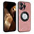 Funda Silicona Goma de Cuero Carcasa con Magnetico S07D para Apple iPhone 14 Pro Max Oro Rosa