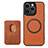 Funda Silicona Goma de Cuero Carcasa con Magnetico S08D para Apple iPhone 13 Pro Max Marron