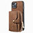 Funda Silicona Goma de Cuero Carcasa SD3 para Apple iPhone 14 Marron