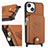 Funda Silicona Goma de Cuero Carcasa SD4 para Apple iPhone 14 Marron