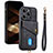 Funda Silicona Goma de Cuero Carcasa SD5 para Apple iPhone 13 Pro Max Negro