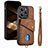 Funda Silicona Goma de Cuero Carcasa SD5 para Apple iPhone 16 Pro Max Marron