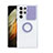 Funda Silicona Ultrafina Carcasa Transparente con Anillo de dedo Soporte S02 para Samsung Galaxy S23 Ultra 5G Morado
