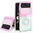 Funda Silicona Ultrafina Carcasa Transparente con Anillo de dedo Soporte S02 para Samsung Galaxy Z Flip3 5G Rosa