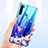 Funda Silicona Ultrafina Carcasa Transparente Flores T01 para Xiaomi Redmi Note 8 (2021) Azul