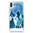 Funda Silicona Ultrafina Carcasa Transparente Flores T22 para Apple iPhone X Azul