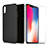 Funda Silicona Ultrafina con Protector de Pantalla para Apple iPhone X Negro