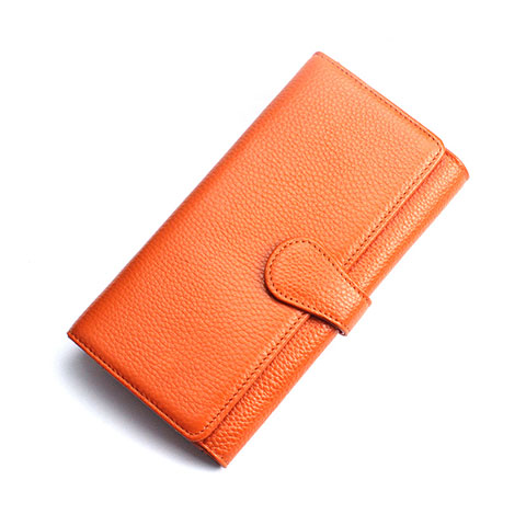 Bolso Cartera Protectora de Cuero Universal K02 Naranja