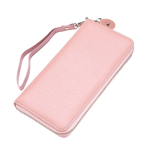 Bolso Cartera Protectora Funda de Cuero Lichee Patron Universal Rosa