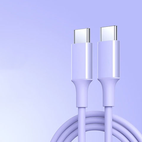 Cable Adaptador Type-C USB-C a Type-C USB-C 60W H05 para Apple iPhone 15 Plus Morado