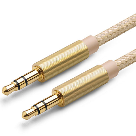 Cable Mini Jack de 3.5mm Adaptador Estereo Doble Macho Plano Audio A04 Oro