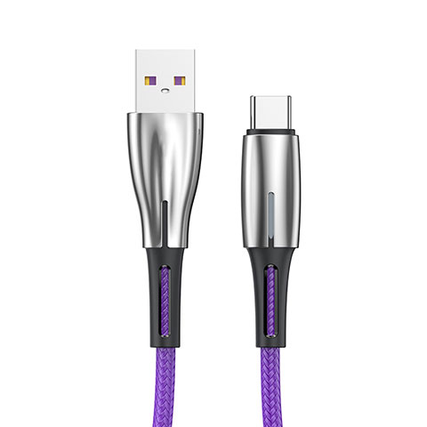 Cable Type-C Android Universal T12 para Apple iPad Air 5 10.9 (2022) Morado