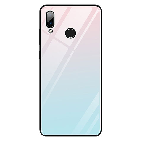 Carcasa Bumper Funda Silicona Espejo Gradiente Arco iris G01 para Huawei Honor Play Azul Cielo