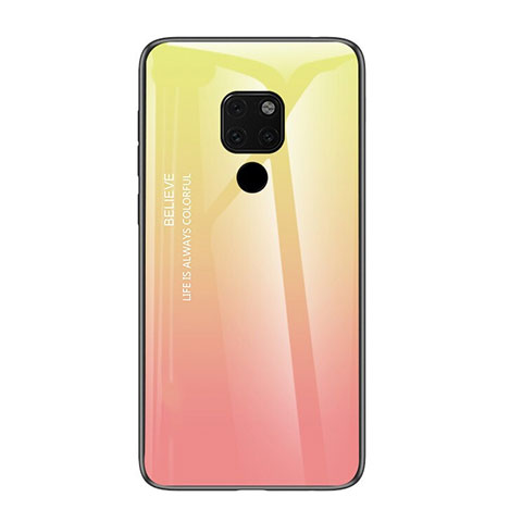 Carcasa Bumper Funda Silicona Espejo Gradiente Arco iris H01 para Huawei Mate 20 X 5G Rosa