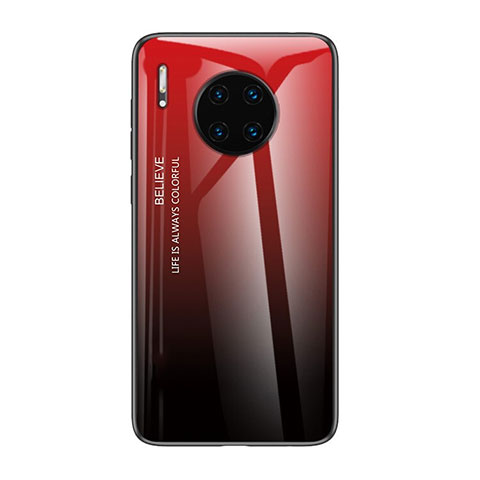 Carcasa Bumper Funda Silicona Espejo Gradiente Arco iris H01 para Huawei Mate 30 5G Rojo