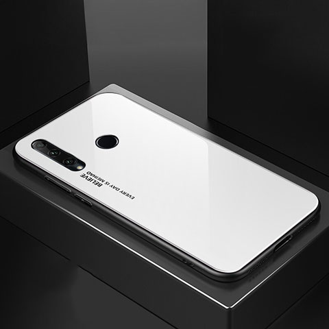 Carcasa Bumper Funda Silicona Espejo Gradiente Arco iris H01 para Huawei P Smart+ Plus (2019) Blanco