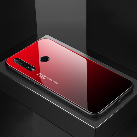Carcasa Bumper Funda Silicona Espejo Gradiente Arco iris H01 para Huawei P Smart+ Plus (2019) Rojo