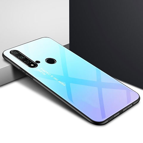 Carcasa Bumper Funda Silicona Espejo Gradiente Arco iris H01 para Huawei P20 Lite (2019) Azul Cielo