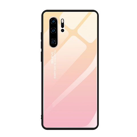 Carcasa Bumper Funda Silicona Espejo Gradiente Arco iris H01 para Huawei P30 Pro Rosa