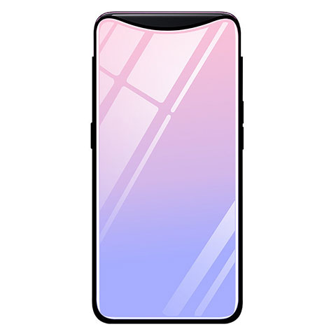 Carcasa Bumper Funda Silicona Espejo Gradiente Arco iris H01 para Oppo Find X Rosa